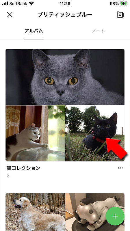 LINE 削除したい画像があるアルバムを選択 iphone版