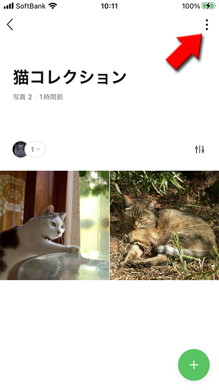 LINE 削除したいアルバムからメニューを選ぶ iphone版