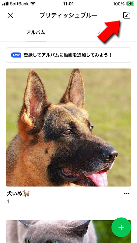 LINE アルバムをまとてみるを選択 iphone版