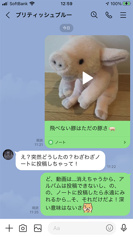 LINE バレないためにノートへの投稿は動画がよい iphone版