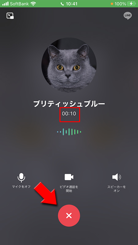 LINE 通話中画面 iphone版