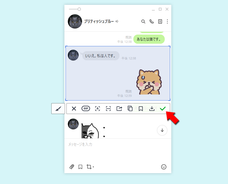 LINE キャプチャのチェックマークを選択 PC版