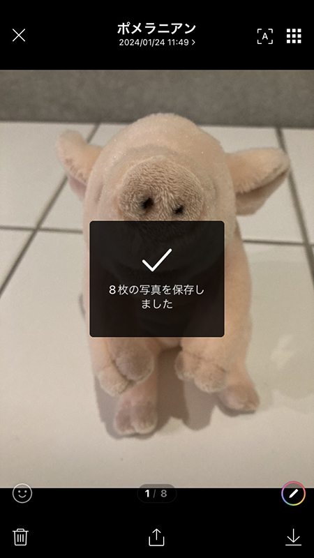 LINE 画像のまとめて保存完了 iphone版
