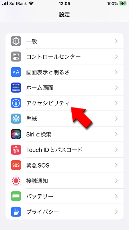iPhoneのアクセシビリティを選択 iphone版