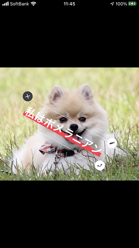 LINE テキストのレイアウトや角度変更 iphone版