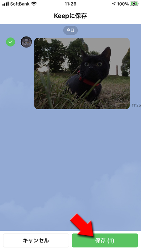 LINE Keepしたいファイルもしくはテキストをチェック iphone版