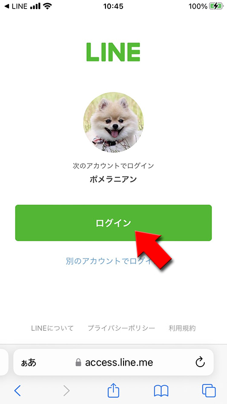 LINE LINEでログインする iphone版