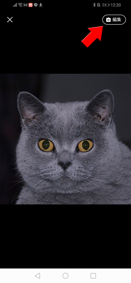 LINE アイコン確認画面で編集ボタンを選択 iphone版