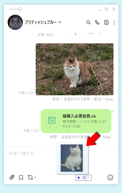 LINE ファイルをドラッグ＆ドロップで送信 PC版