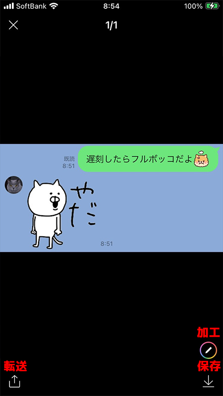 LINE スクショ完了 iphone版