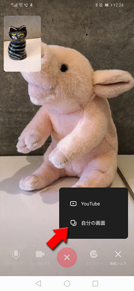 LINE ビデオ通話画面の自分の画面を選択 Android版