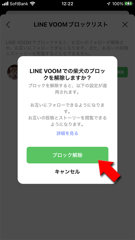 LINE VOOMのブロックを解除する iphone版