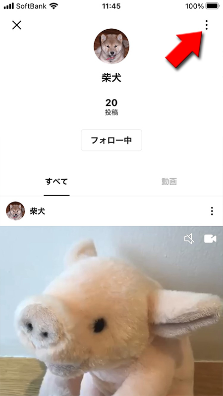 LINE VOOMでブロックしたい相手のホームのメニューを押す iphone版