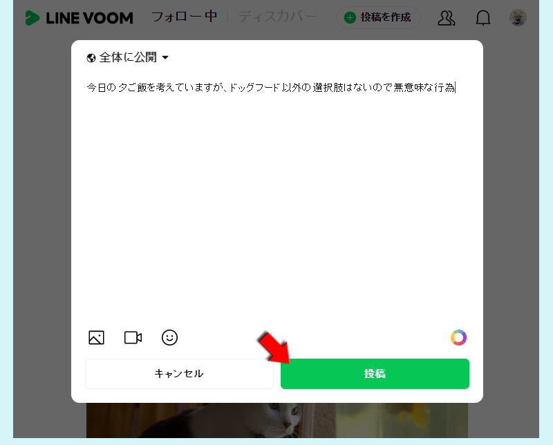 LINE VOOMに投稿する web版