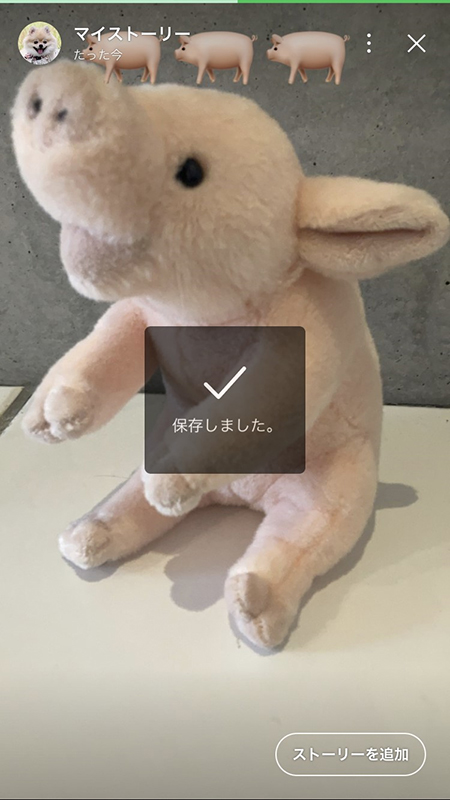 LINE ストーリーの保存が完了 iphone版