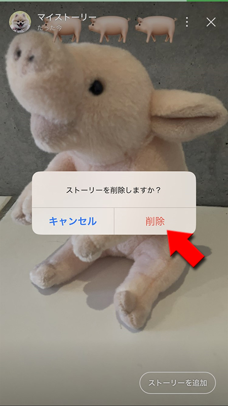 LINE ストーリーの削除が完了 iphone版