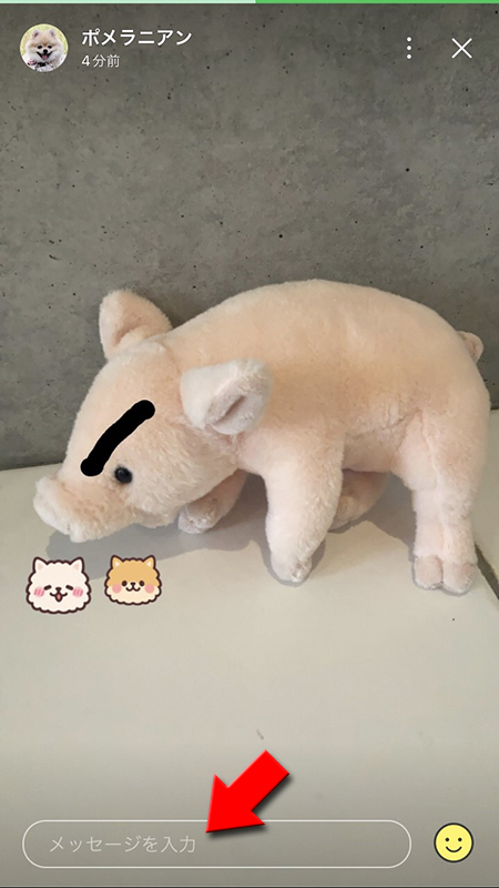 LINE ストーリー再生中にメッセージを入力を押す iphone版